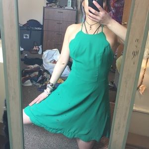 emerald green scalloped dress
